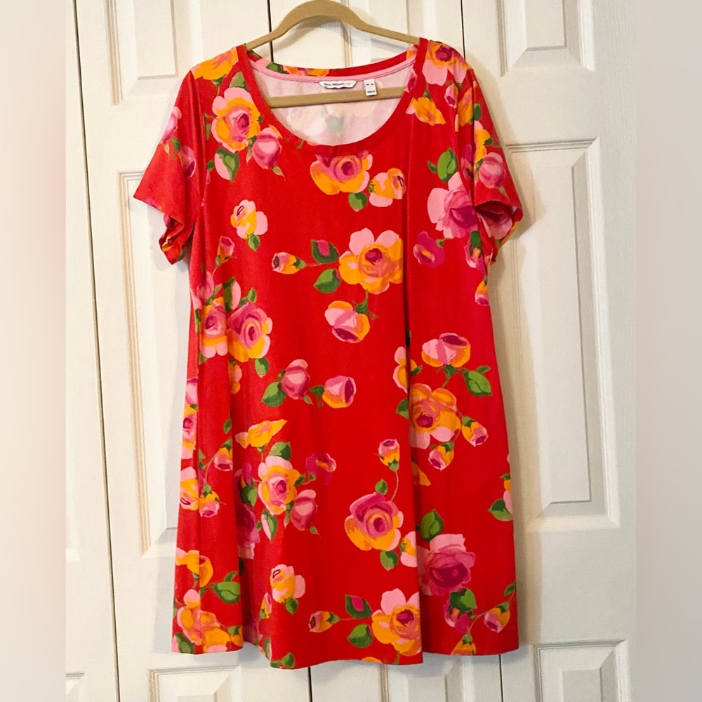 Red and Pink Floral Dress